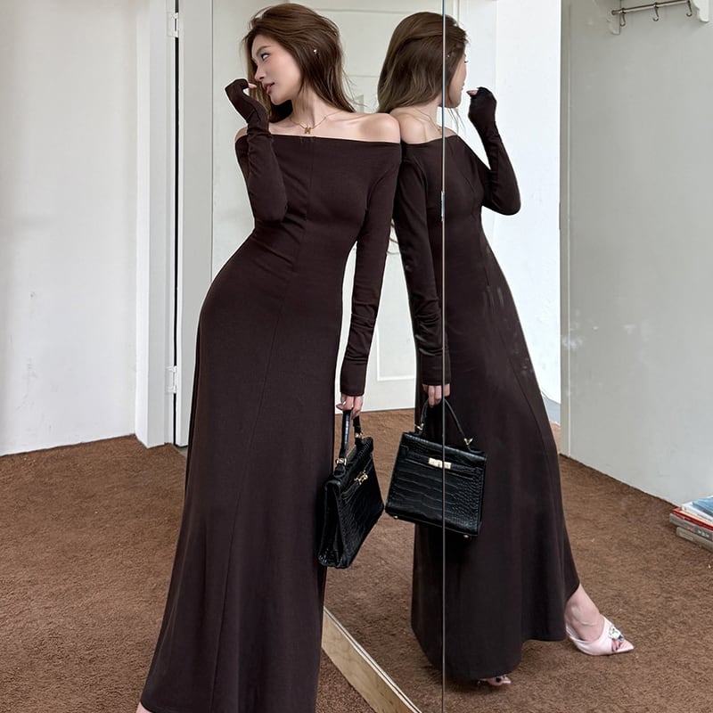 【dress】オフショルロングワンピース Q6924