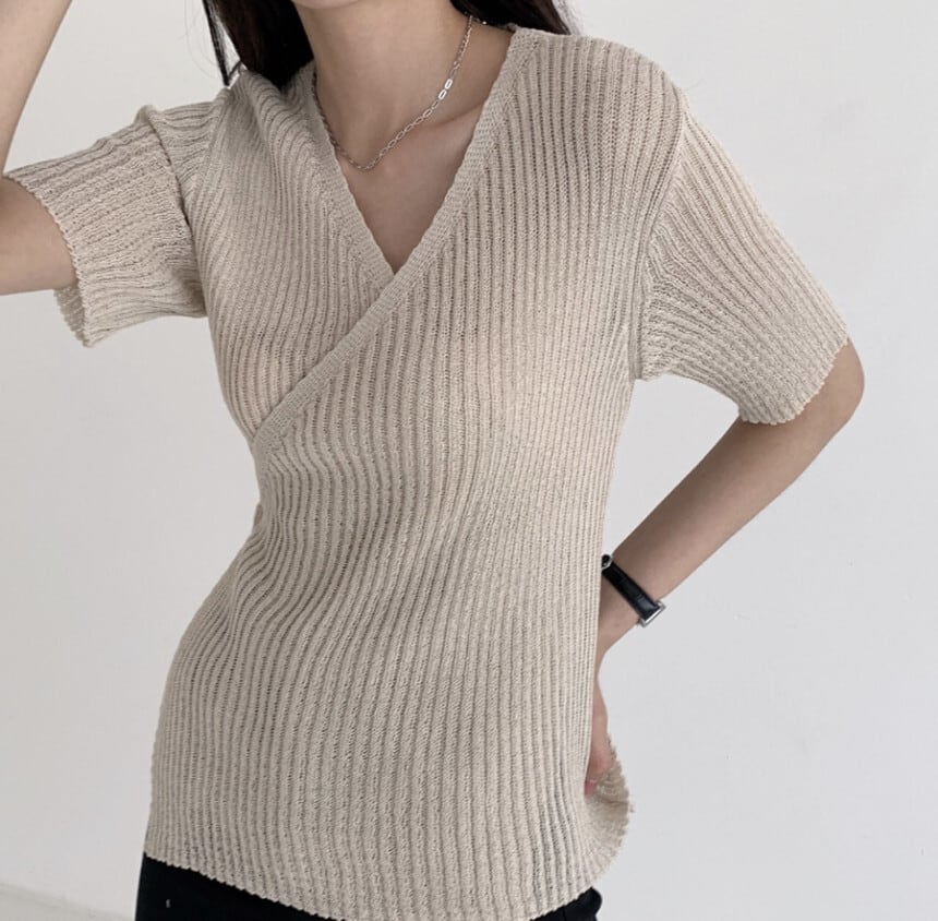 【tops】VネックニットトップスG21048