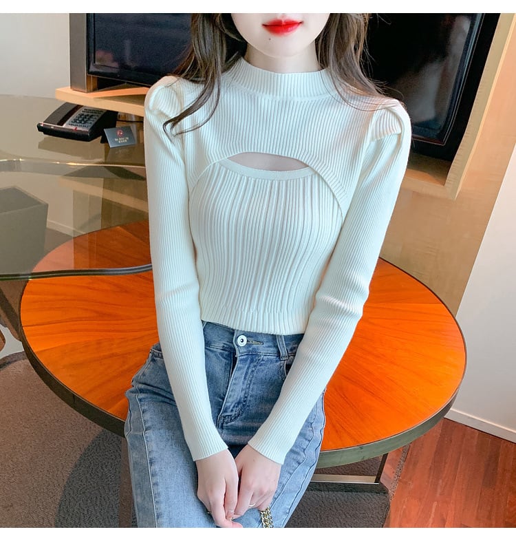 【tops】カットワークニットトップス　M26209