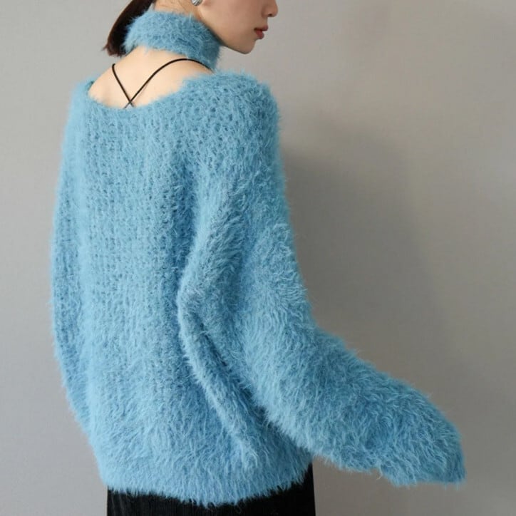 【tops】Vネックチョーカー付ニットセーター　M17997