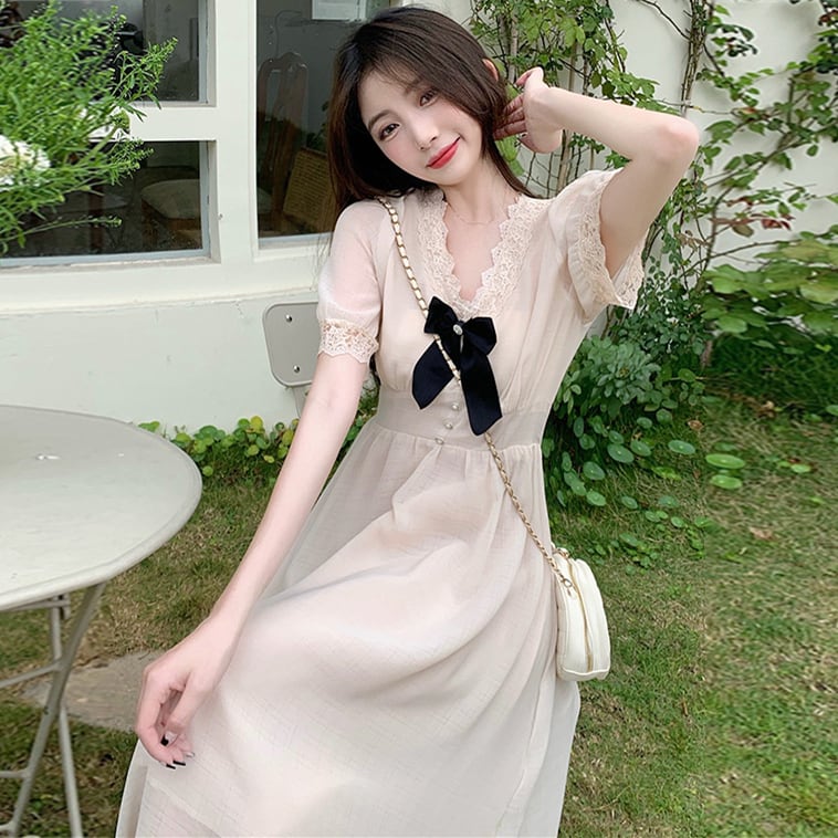 【dress】Vネックレースデートワンピース G20928