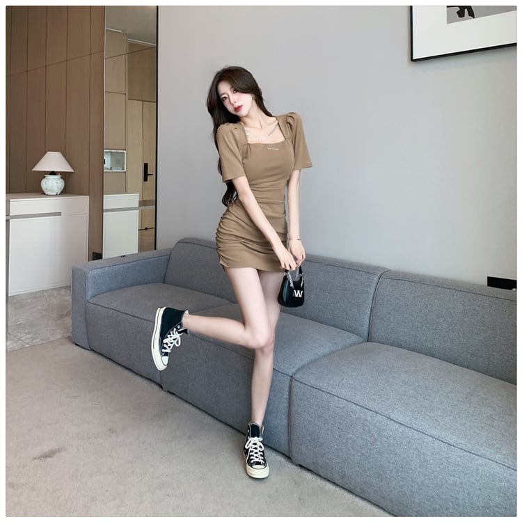 【dress】パフスリーブワンピース　M25163