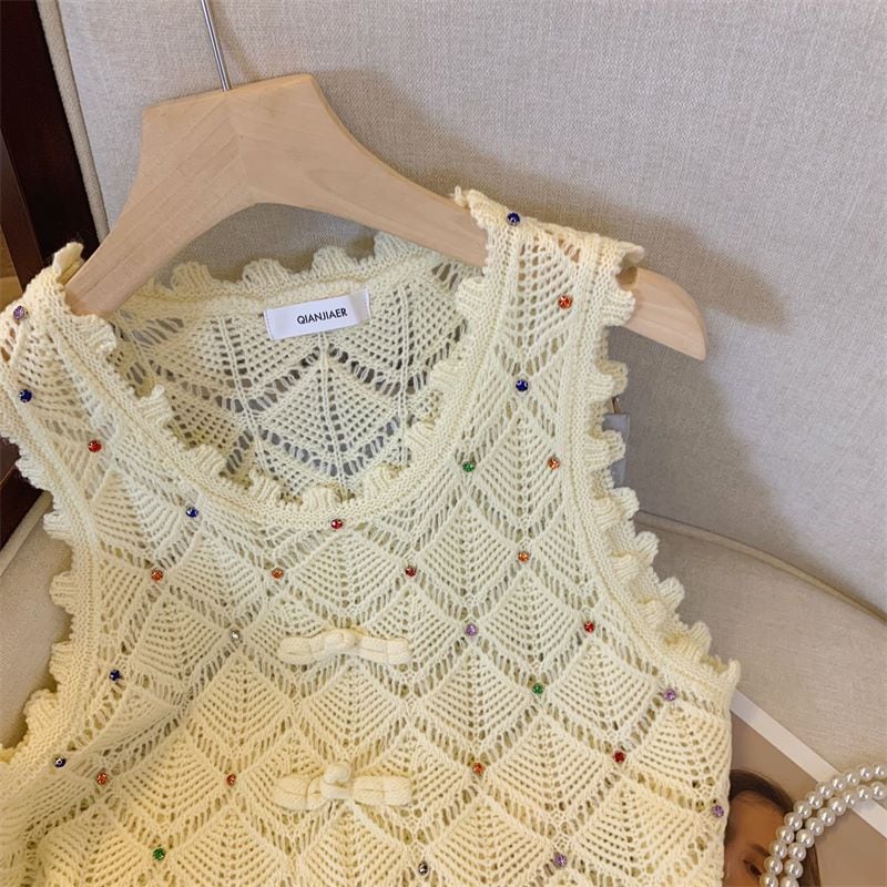 【tops】ノースリーブカットワークトップス　M24107