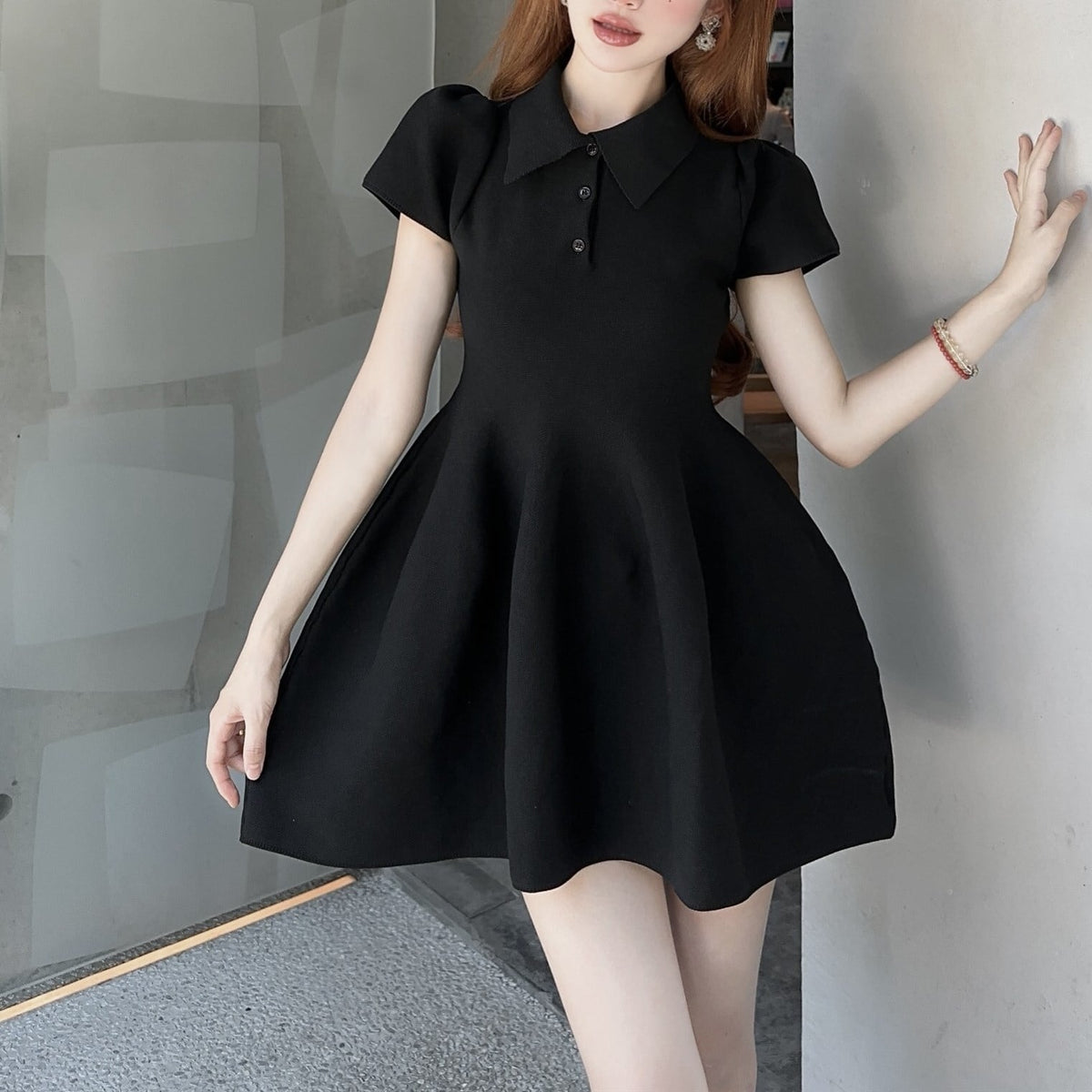 【dress】ポロネック立体感ミニワンピース　N2667