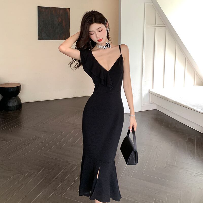 【dress】フリルマーメイドワンピースF7269