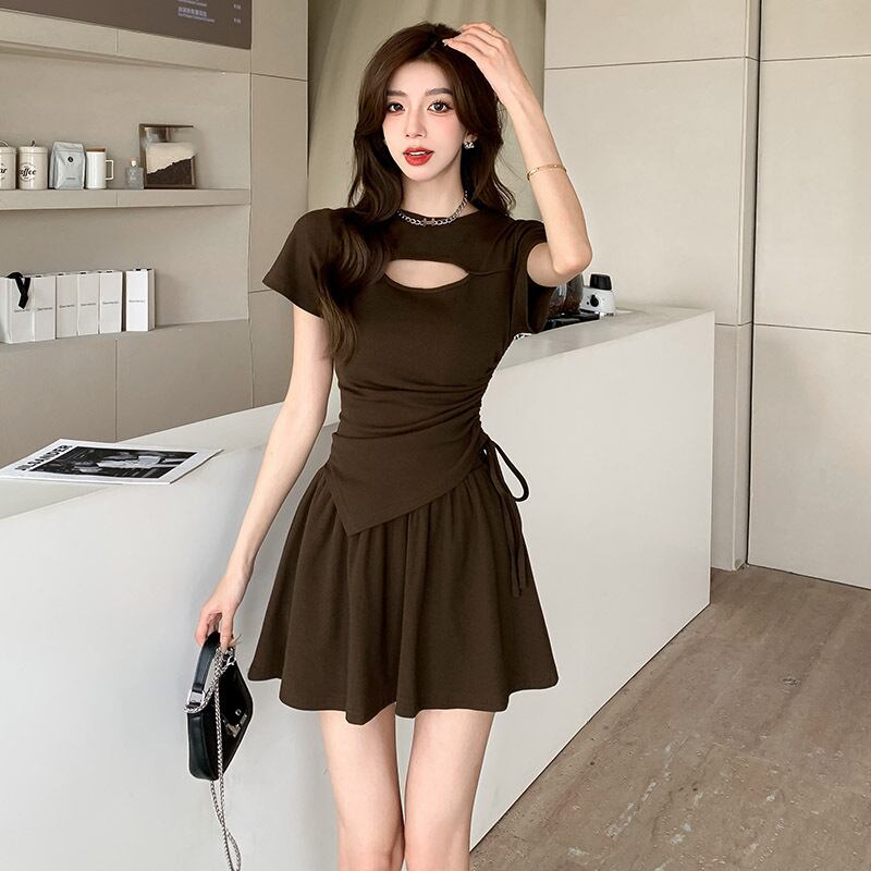 【set】透かし彫りトップス+スカート２点セットG21323