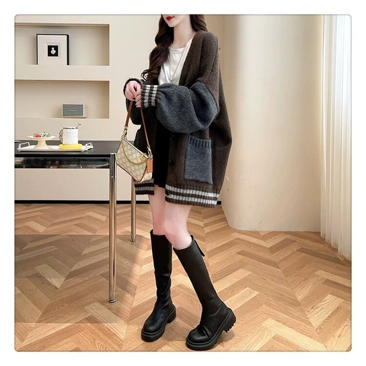 【outer】配色切り替えニットカーデ　M27503