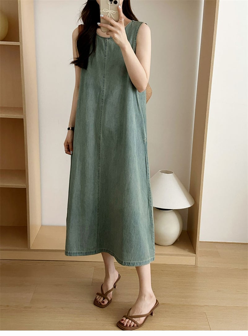 【dress】ノースリーブデニムワンピース　M24025