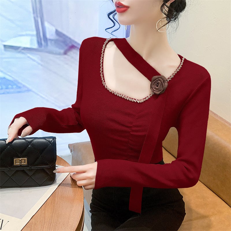 【tops】スリットニットトップス　M27822