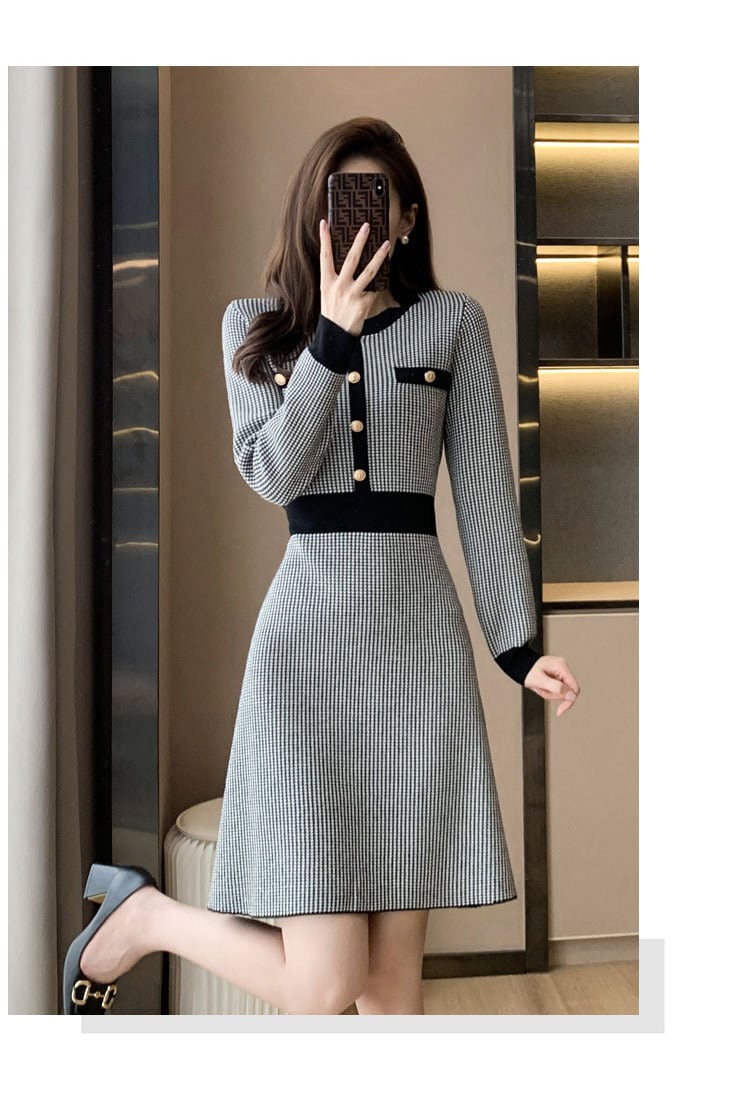 【dress】千鳥格子ワンピース　M25487