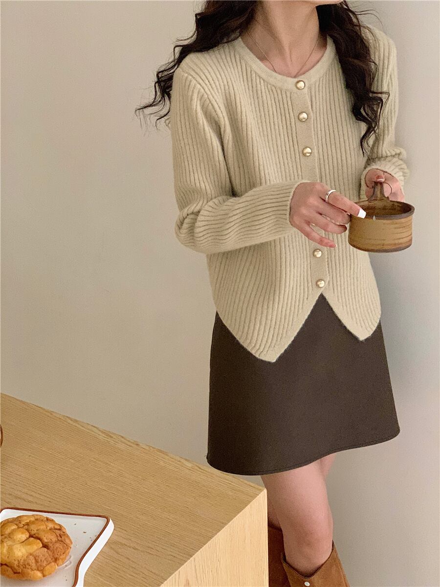 【outer】クルーネックニットカーデ　M18884