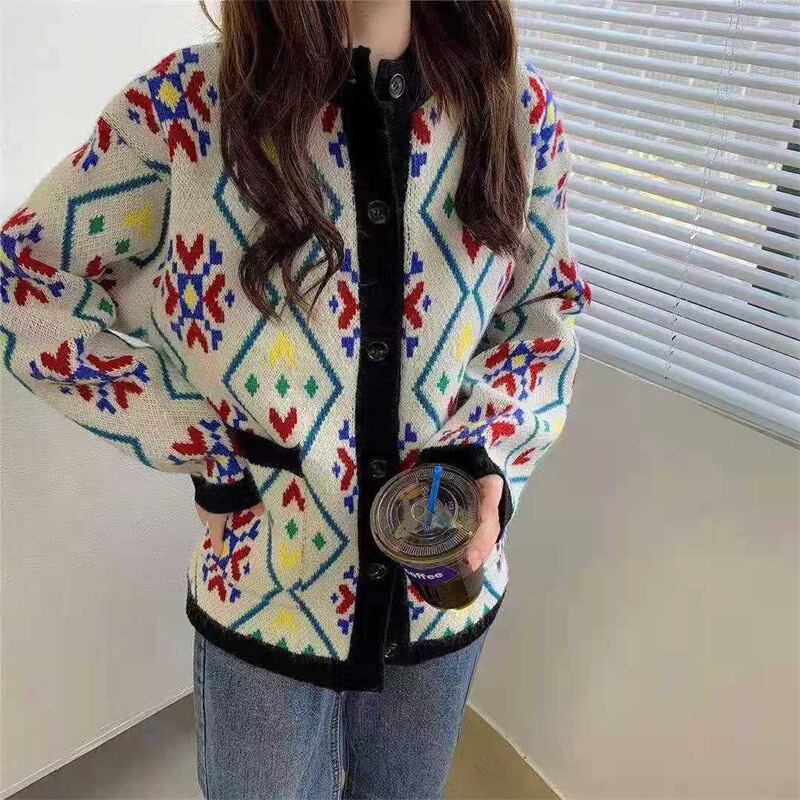 【outer】ボーダー柄ニットカーデ　M18741