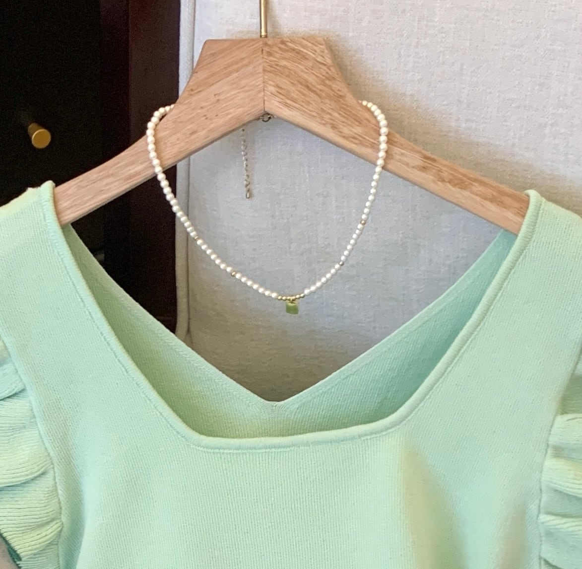 【tops】5色フレンチスリーブニットＴシャツF7442