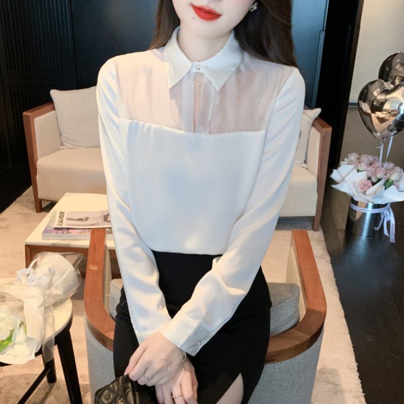 【tops】チュールコンビシャツトップス　M28615