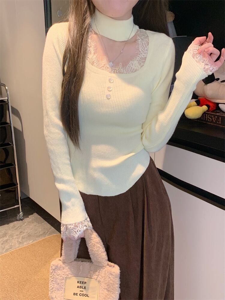 【tops】レースニットトップス　M28418