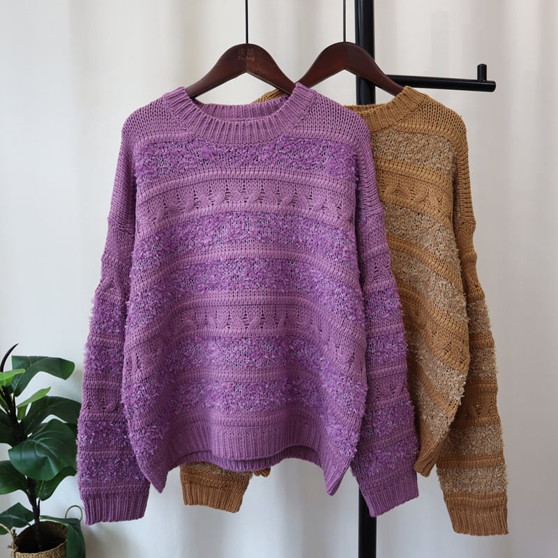 【tops】ボーダー柄ニットセーター　M26162