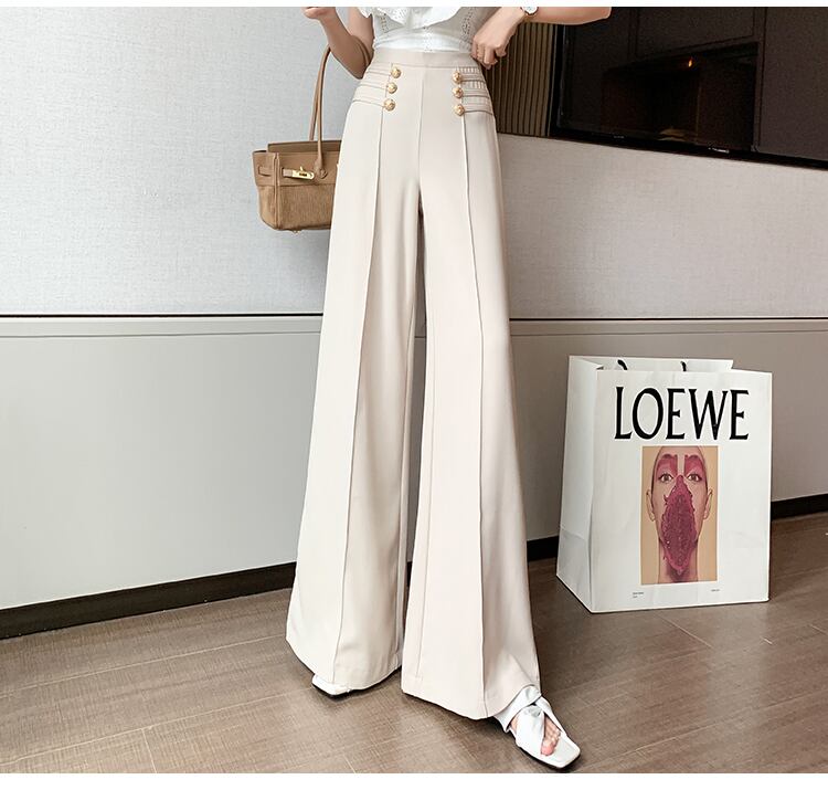 【bottoms】好感度UP!気質満点レトロレディースハイウエスト着痩せスーツガウチョパンツ G6825