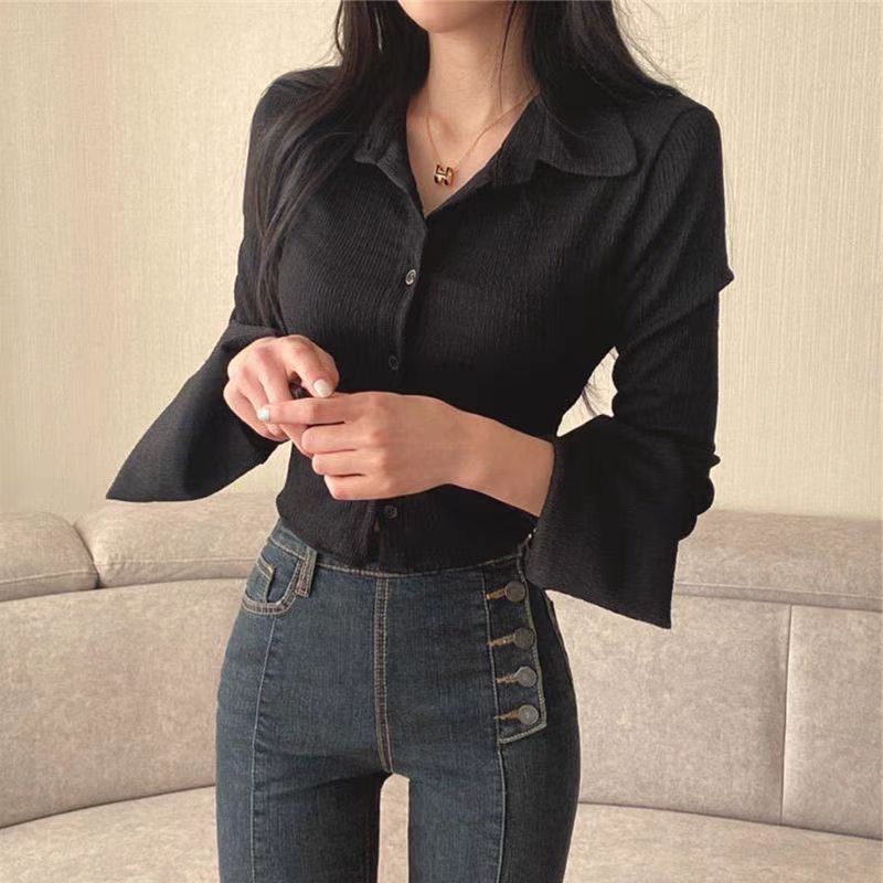 【tops】体型カバー長袖ブラウスG23113