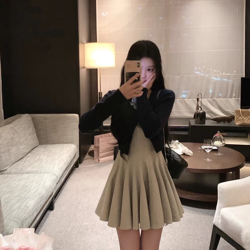 【dress】リボン付ノースリーブミニワンピース Q7968