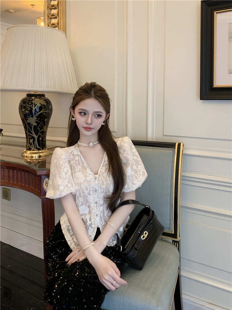 【tops】ダイヤモンドレースブラウスG21549