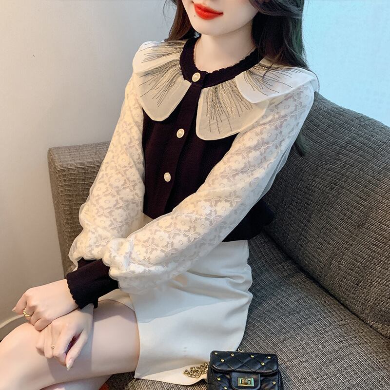 【tops】ドッキングニットトップス　M18814