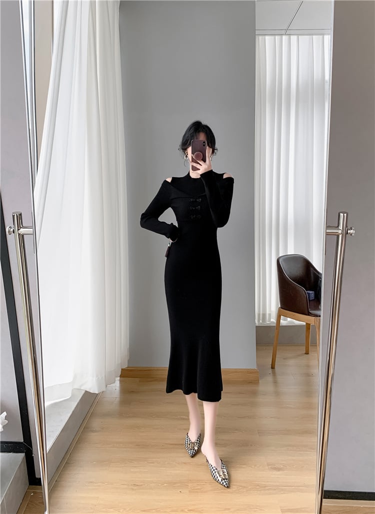 【dress】マーメイドニットワンピース　M26175