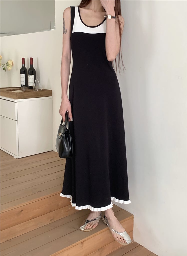 【dress】偽二つ切り替えニットキャミワンピース G20518