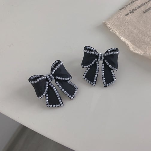 【小物】超人気 スウィートオシャレパールリボンパールピアスアクセサリー