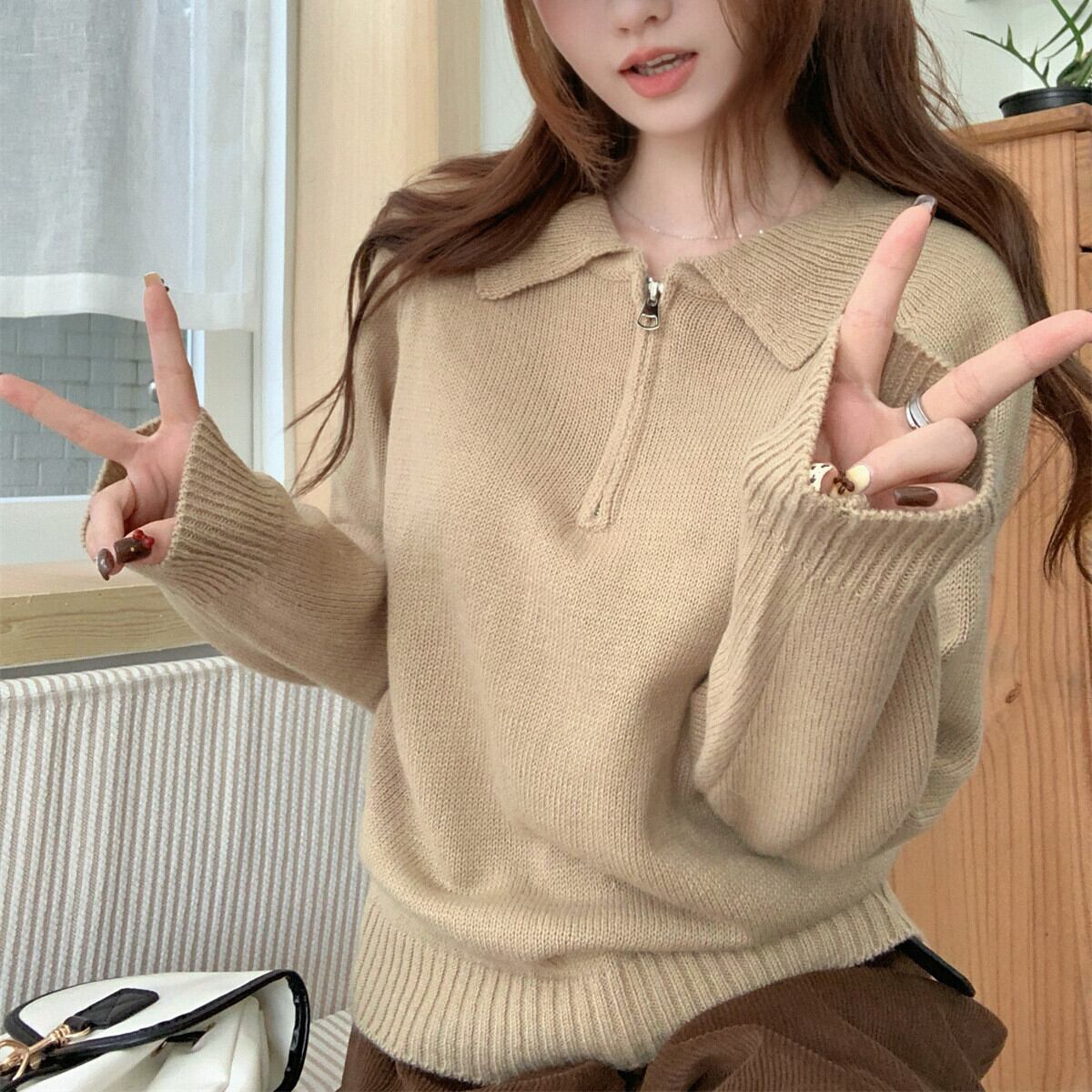 【tops】ファスナーニットセーター　M27061