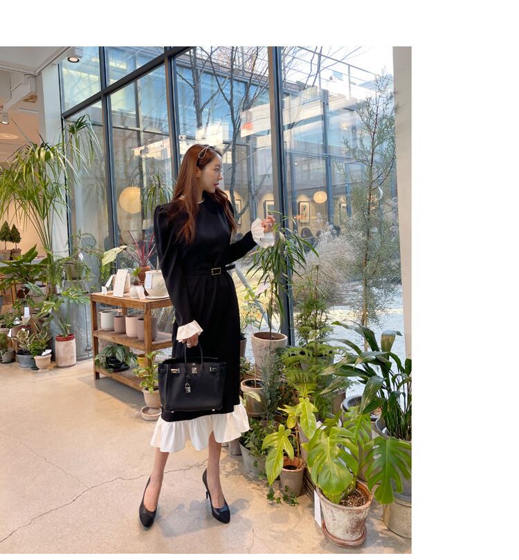 【dress】フリルドッキングワンピース　M18726