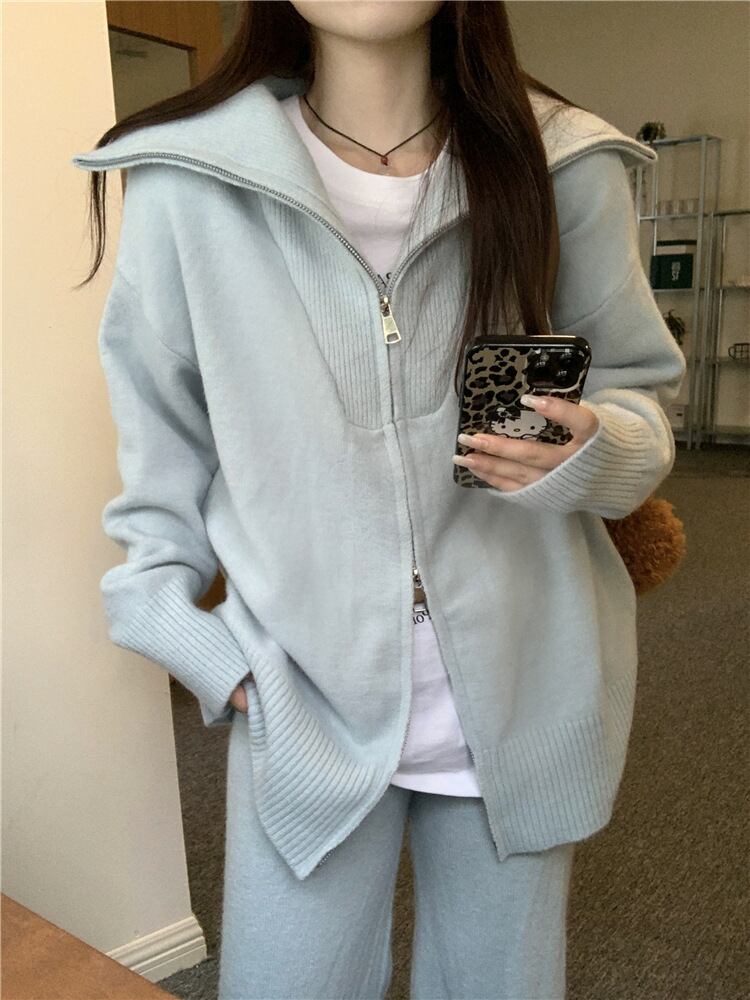 【set】ニットカーデ×ワイドパンツセット　M26916