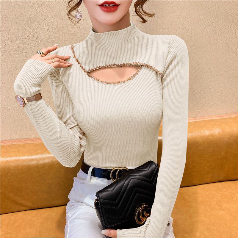 【tops】ビジューニットトップス　M27075