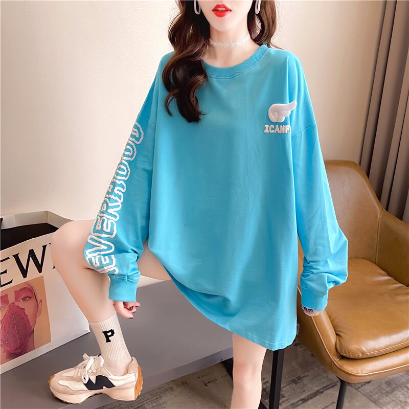 【tops】必ず目を引くラウンドネック長袖英字柄配色ゆったり着回しパーカーF0761