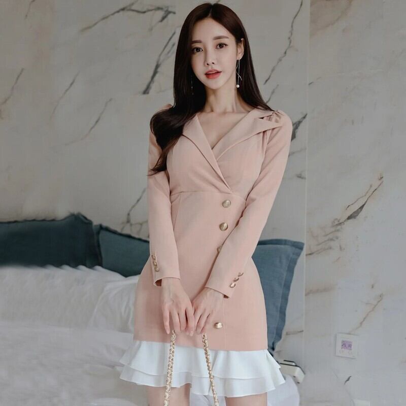 【dress】フリルドッキングワンピース　M18650