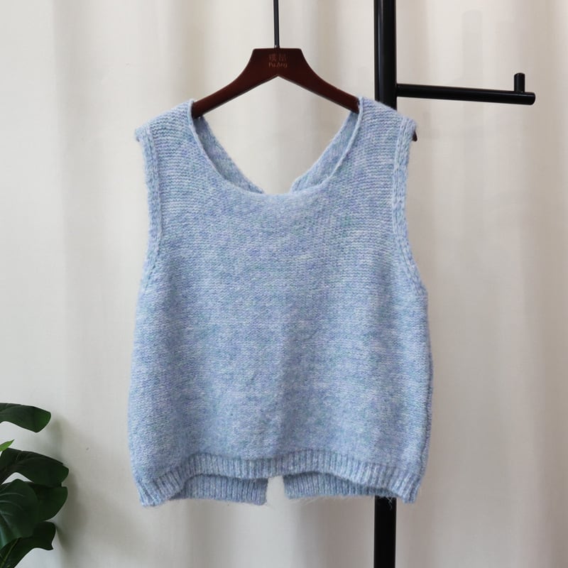【tops】リボン付きニットベスト　M26163