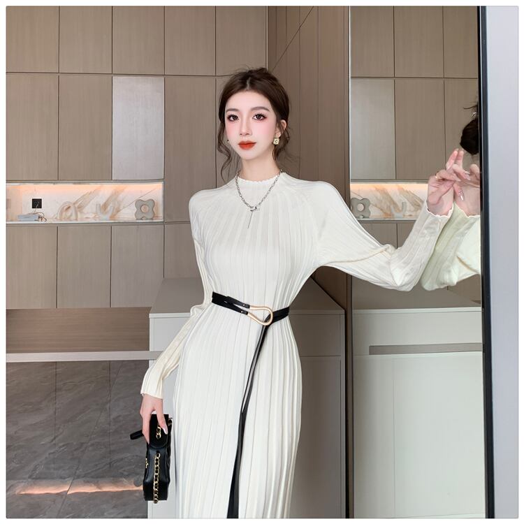【dress】ニットワンピースベルト付き　M27464