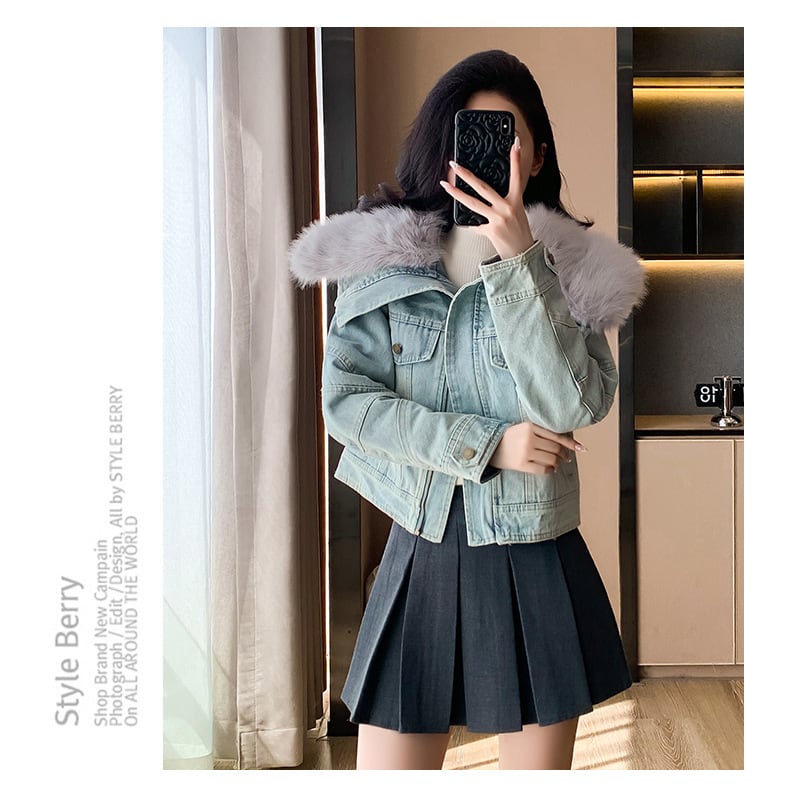 【outer】裹起毛ファーデニムジャケット　M27803