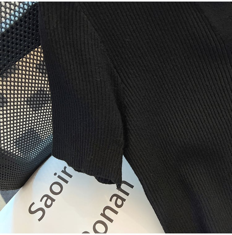 【tops】POLOネックニットＴシャツF7401