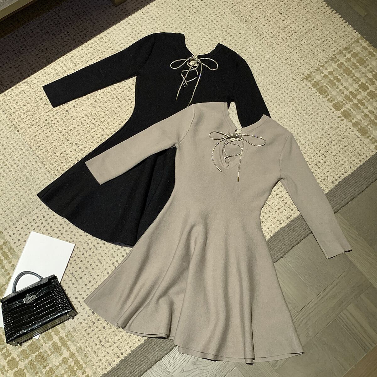 【dress】2WAYレースアップデザインミニワンピース　N3494
