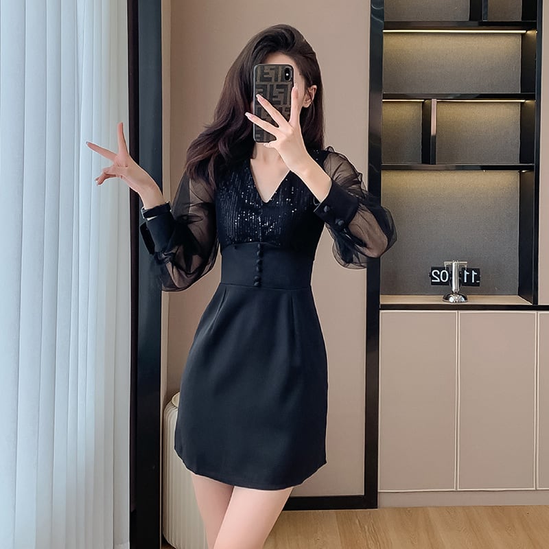 【dress】チュールドッキングワンピース　M18849