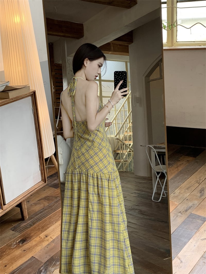 【dress】チェック柄キャミワンピース　M24372