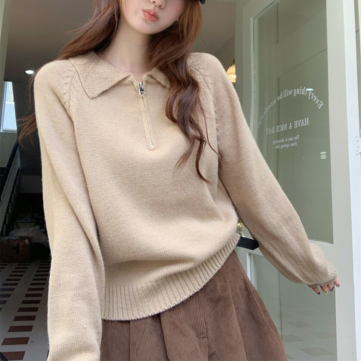 【tops】ファスナーニットセーター　M27061