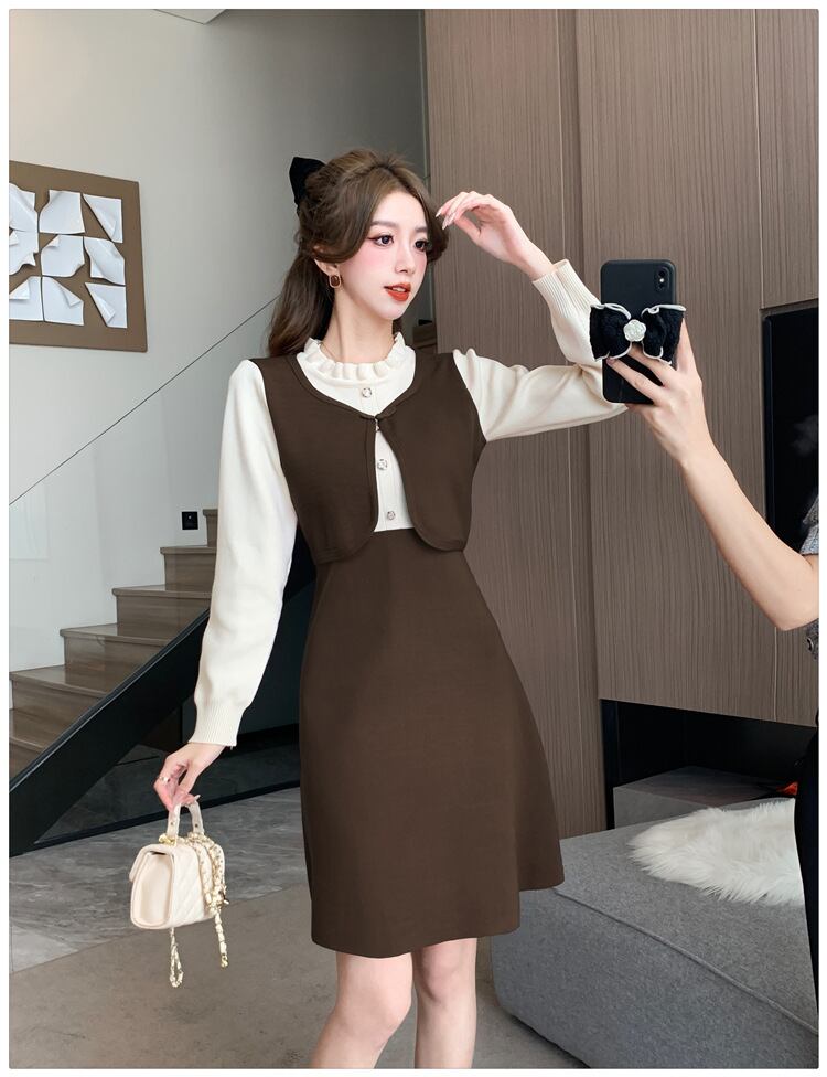 【dress】ドッキングニットワンピース　M18711