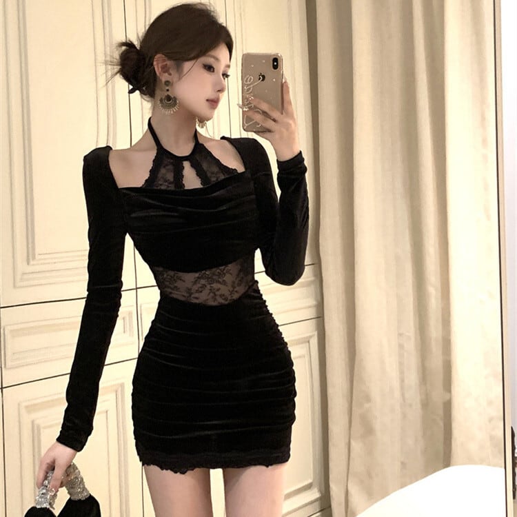 【dress】レースドッキングワンピース　M28511
