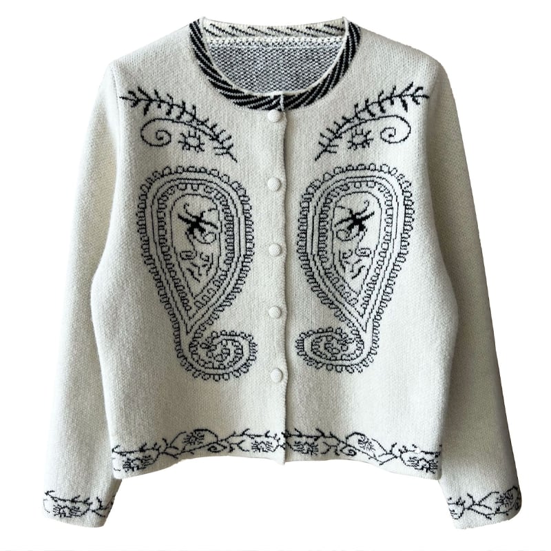 【outer】刺繡柄ニットコート Q7032