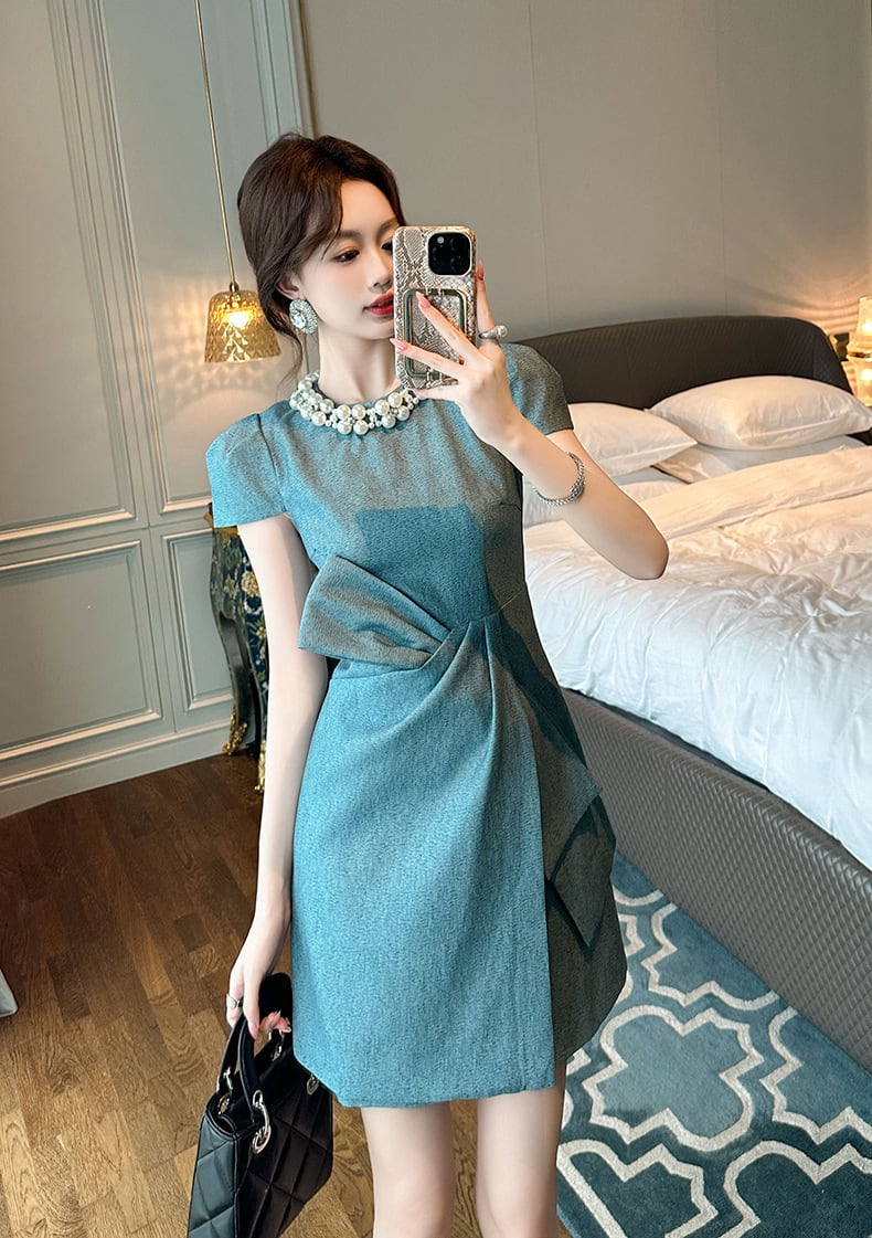【dress】パールリボン付きワンピース　M24042