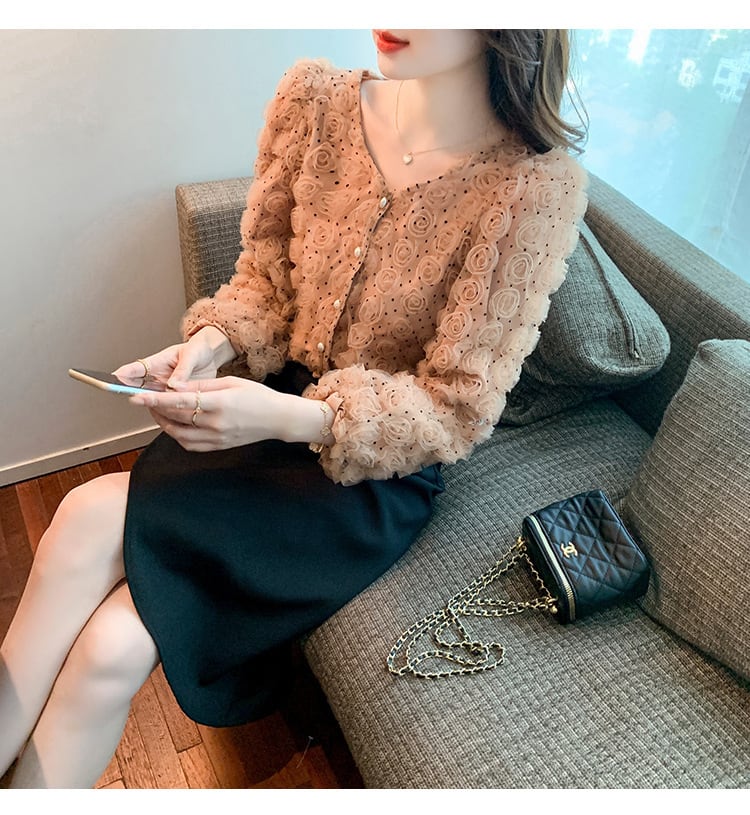 【tops】立体フラワーシャツトップス　M28607