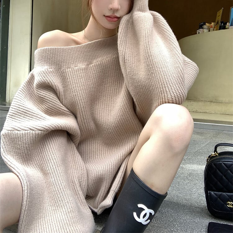 【tops】オフショルダーニットセーター　M27787