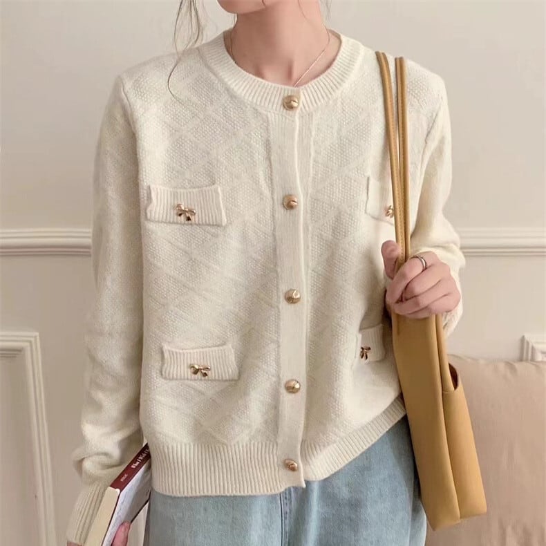 【outer】クルーネックニットカーデ　M25851