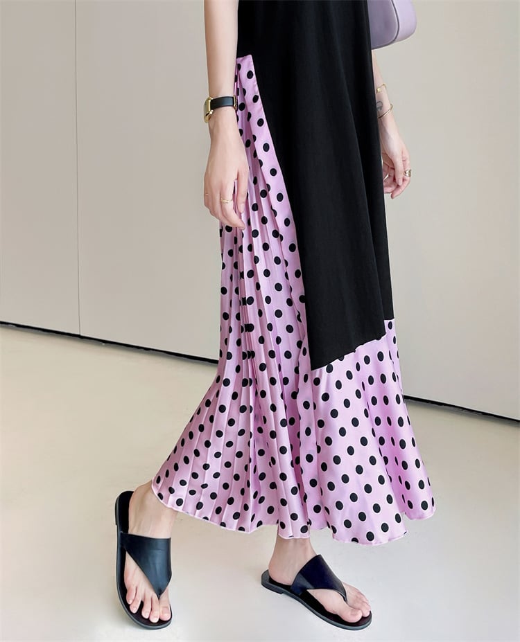 【dress】ドット柄切り替えワンピース　M25160